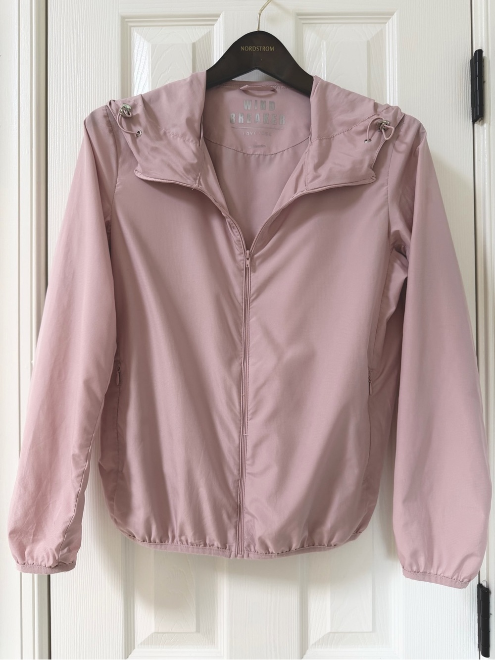 Love Tree Hooded Windbreaker Light Weight Jacket in Dusty Rose Size Large